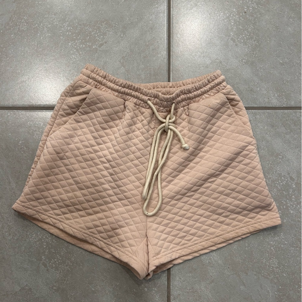 Princess Polly Quilted Drawstring Lounge Shorts - Beige